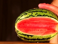 water melon cum – fucking a melon and cumming